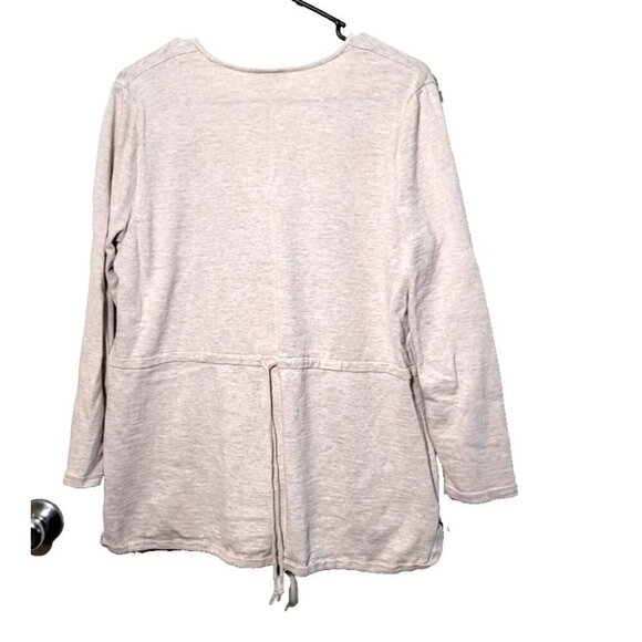 J Jill Pure Jill Shirt Large Tan Knit V-Neck Pockets Casual Comfort Breathable - Picture 2 of 12